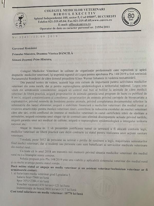 scrisoare prim ministru
